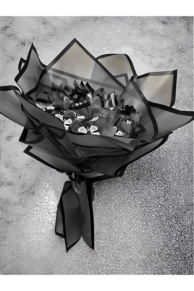 Led Işıklı Kelebek Buketi Siyah  20 Adet Kelebek