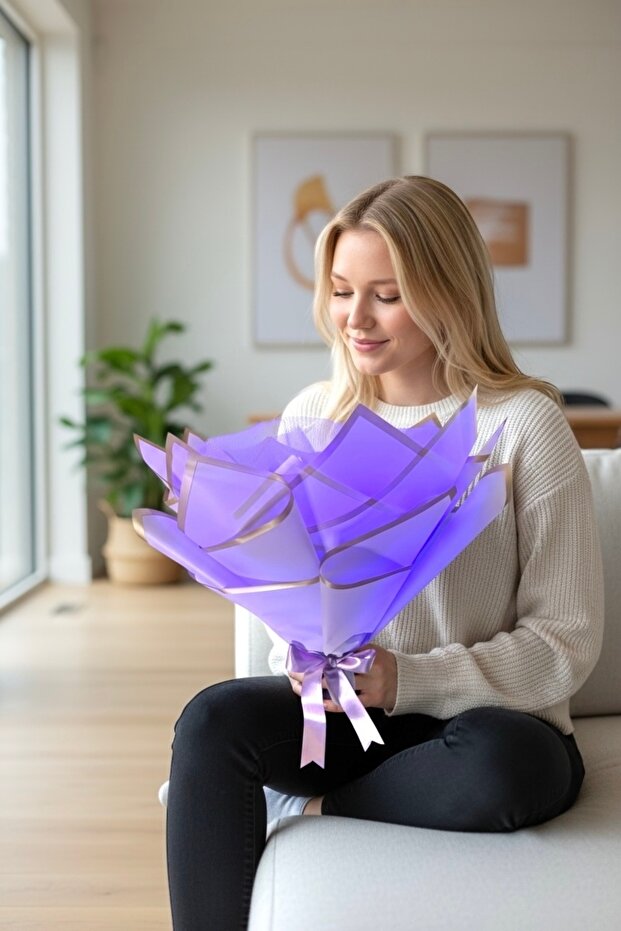 Led Işıklı Lila Kelebek Buketi 20 Adet Kelebek